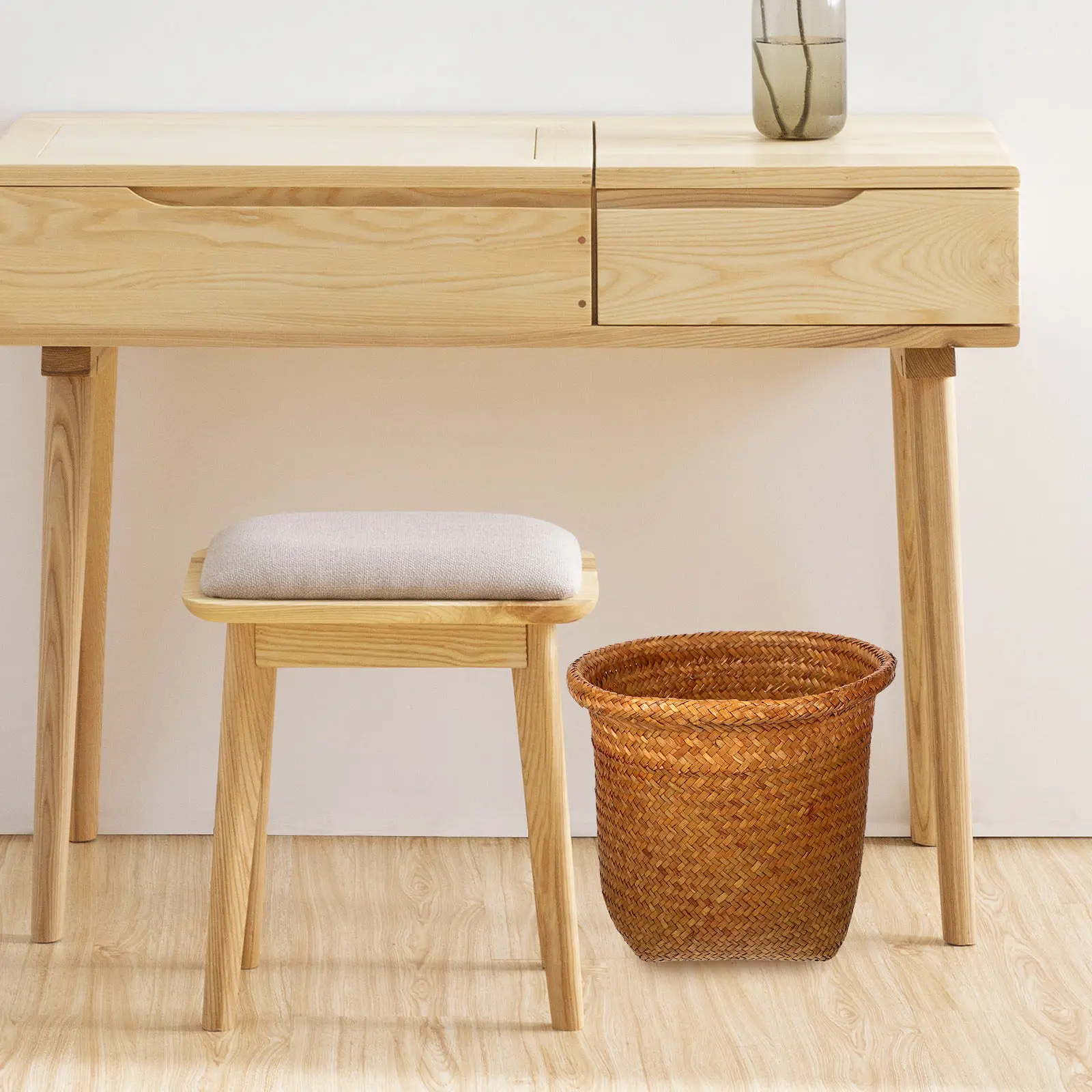 

Плетеная корзина для мусора ручной работы из ротанга, универсальный контейнер для хранения мелочей, декоративная корзина для белья для дома и офиса