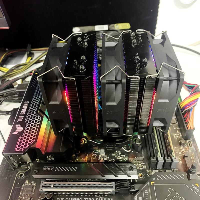 CPU Air Cooler 6 Heat Pipes 4Pin PC Procesor Tower AM4 CPU Fan for Intel LGA 1700 1200 1150 1151 1155 2011 X99 X79 1366 AM3 AM5