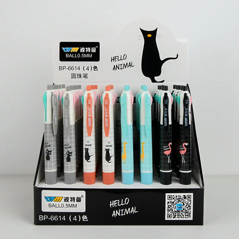 40-ピース-ロットかわいい猫-4-色ボールペンかわいいプレスボールペン学校オフィス筆記用品文具ギフト