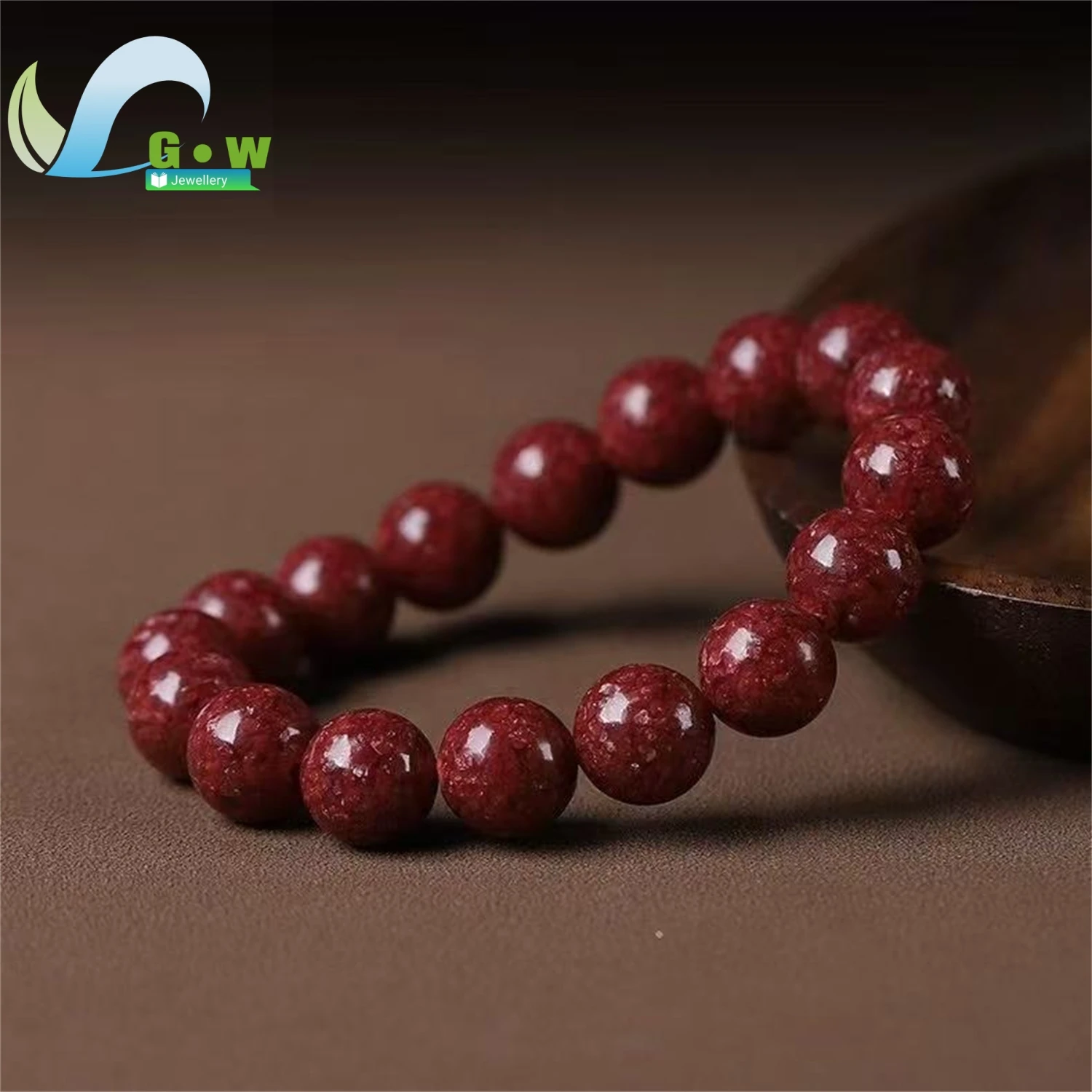 Natural Cinnabar Bracelet Translucent Crystal Beads Raw Ore Unisex Exquisite Retro Ethnic Style Daily Classic Style Jewelry Gift
