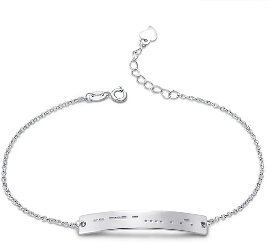 

Personalized Custom Morse Code Bracelet Sterling Engraved Bar Bangle Bracelet for Women Gifts
