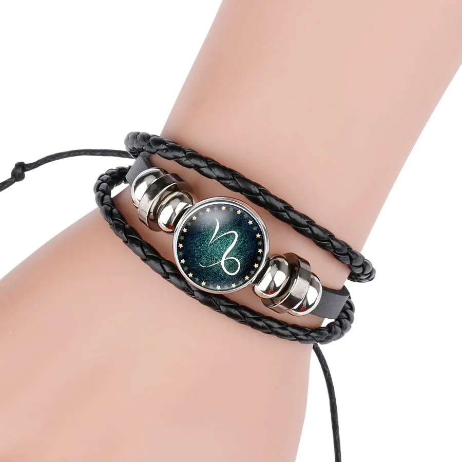 Luminous 12 Constellation Sign Bracelet For Women Men Zodiac Charm Braided Rope Chain Bangle Fashion Birthday Jewelry Gift
