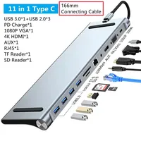 11/12-in-1 Type C Dock USB C Hub 3.0 Splitter Multiport Adapter 4K RJ45 SD/TF VGA HDMI-compatible Laptop MacBook iPad xiaomi