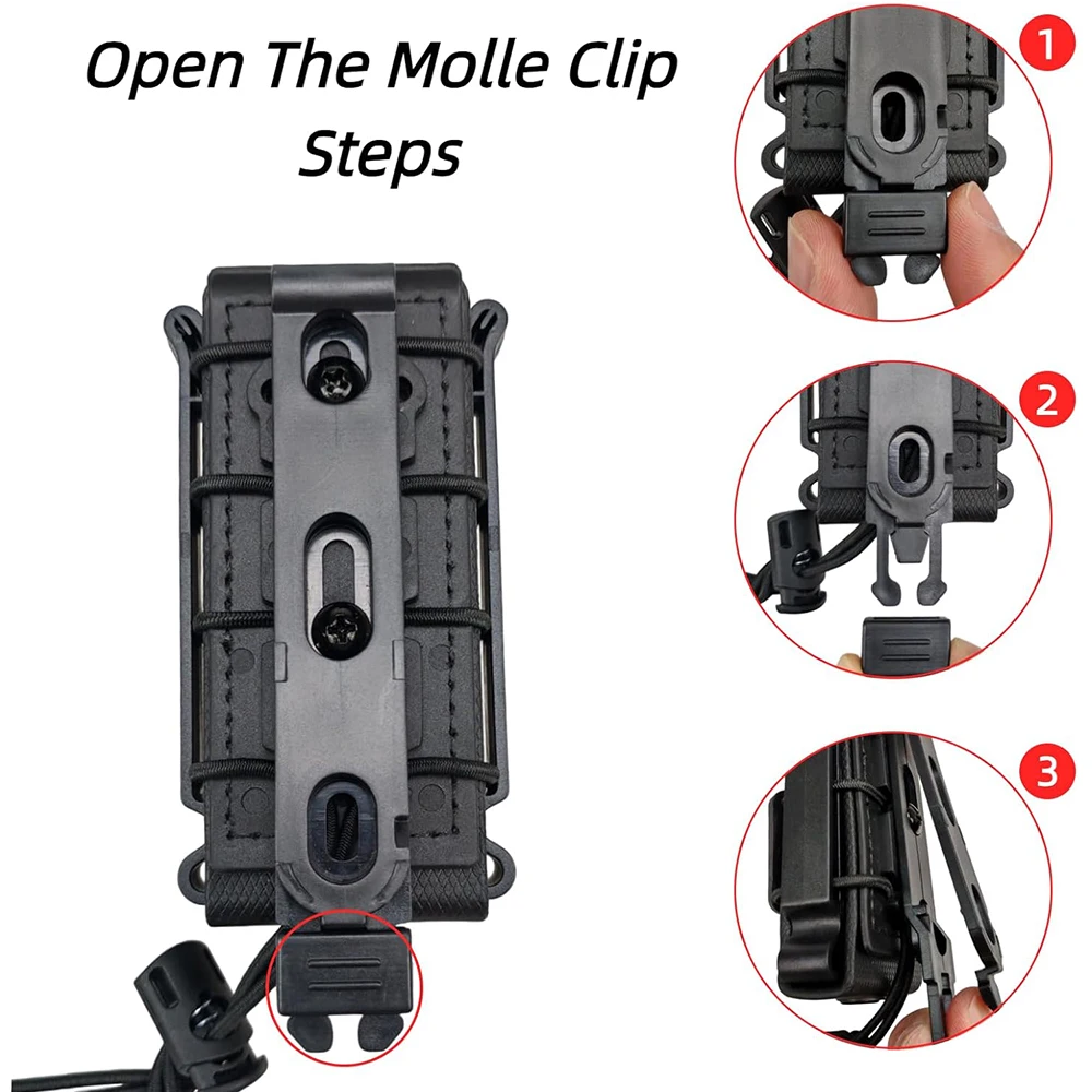 Magazine Pouches 9mm Magazine Holder with Molle Clip/Belt Clip Magazine Holder Quick Release for Tactical Belts view 3