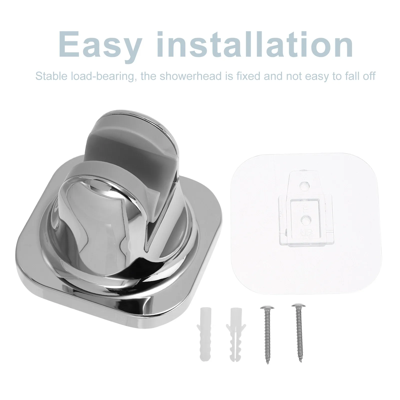Adjustable Shower Head Holder Wall Mounted Adhesive Handheld Showerhead Holder for Tile Glass Stick on Bracket Bathroom Bath Arm