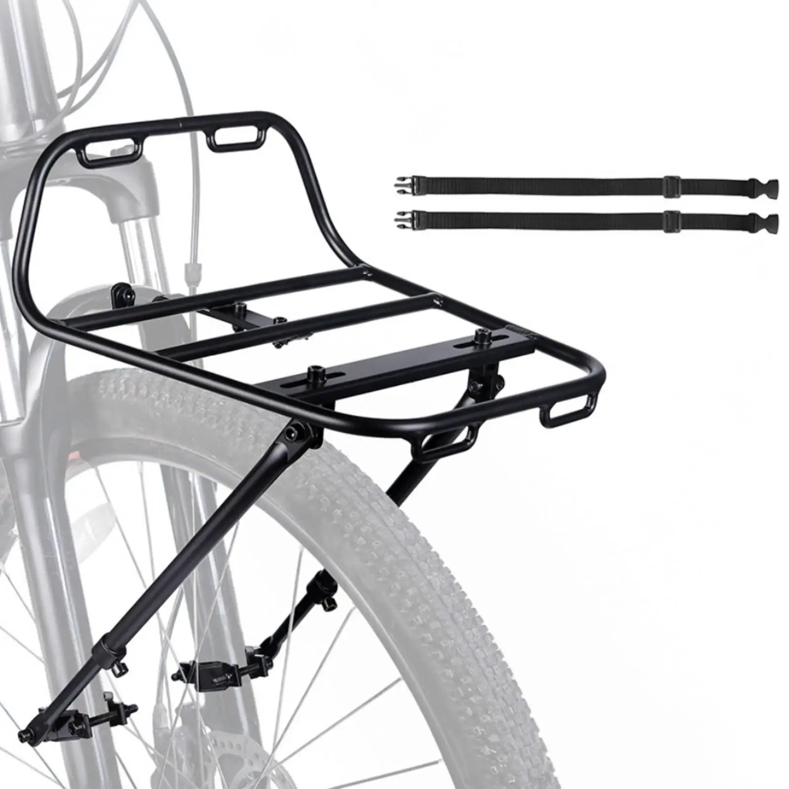 Full Suspension E Bike Front Rack Compatible Cargo Carrier Sturdy Metal Frame for Long Distance Cycling Equipment Storage view 2