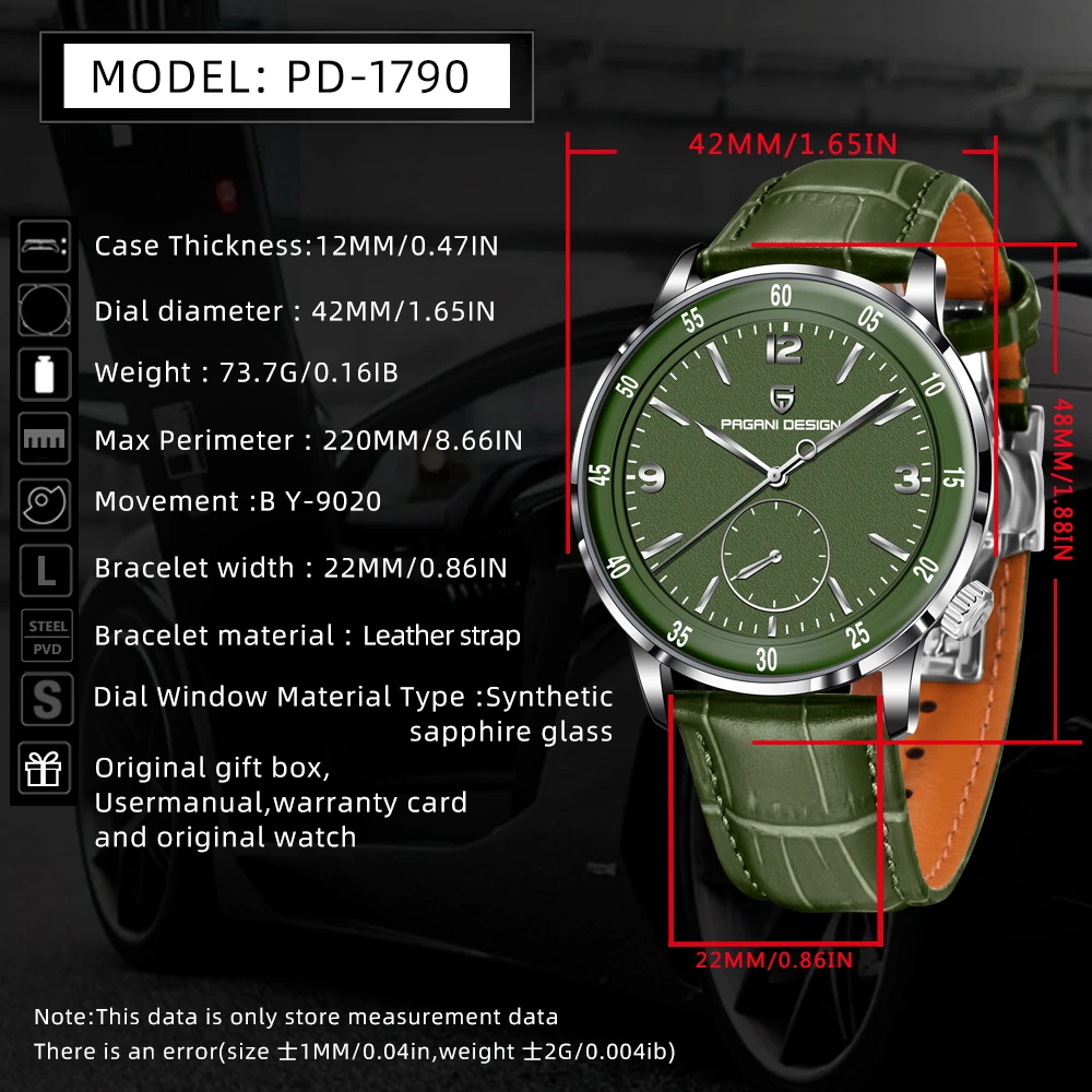 PAGANI DESIGN-reloj mecánico de 42MM para hombre, cronógrafo de piloto, luminoso, automático, de cristal de zafiro, para ocio, a la moda, nuevo, 2024