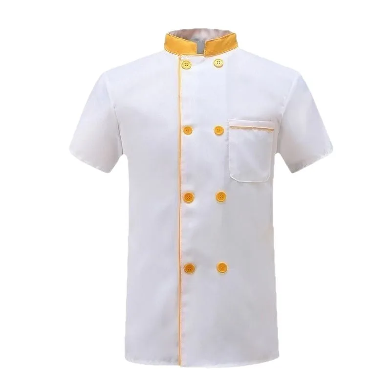 Chefs Wear Short-sleeved Hotel Uniforms for Men and Women in Summer and Long-sleeved White Kitchen Clothes in Autumn and Winter.