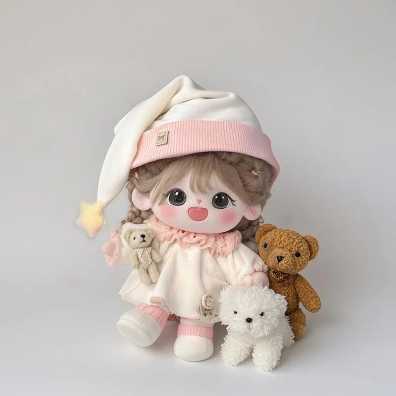 Roupas de boneca de algodão de 20cm, conjunto de roupa de dormir fofa e super fofa, sem atributo, roupas de boneca, acessórios divertidos