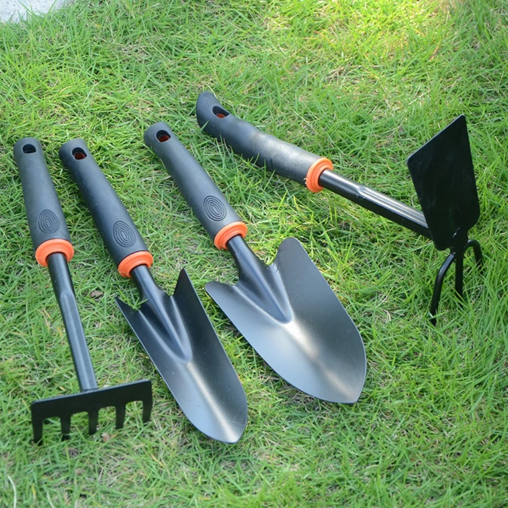 Heavy Duty Metal Garden Trowel Ergonomic Black Handle with Orange Trim for Planting Flowers Vegetables Home Garden Balcony Use