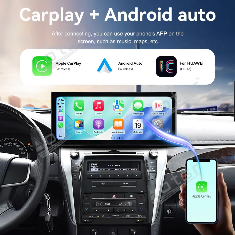 

CarPlay 15.8'' Android 15 для Toyota Camry 2014-2016, автомобильные аксессуары, навигация GPS, HD-экран, мультимедийный плеер, головное устройство