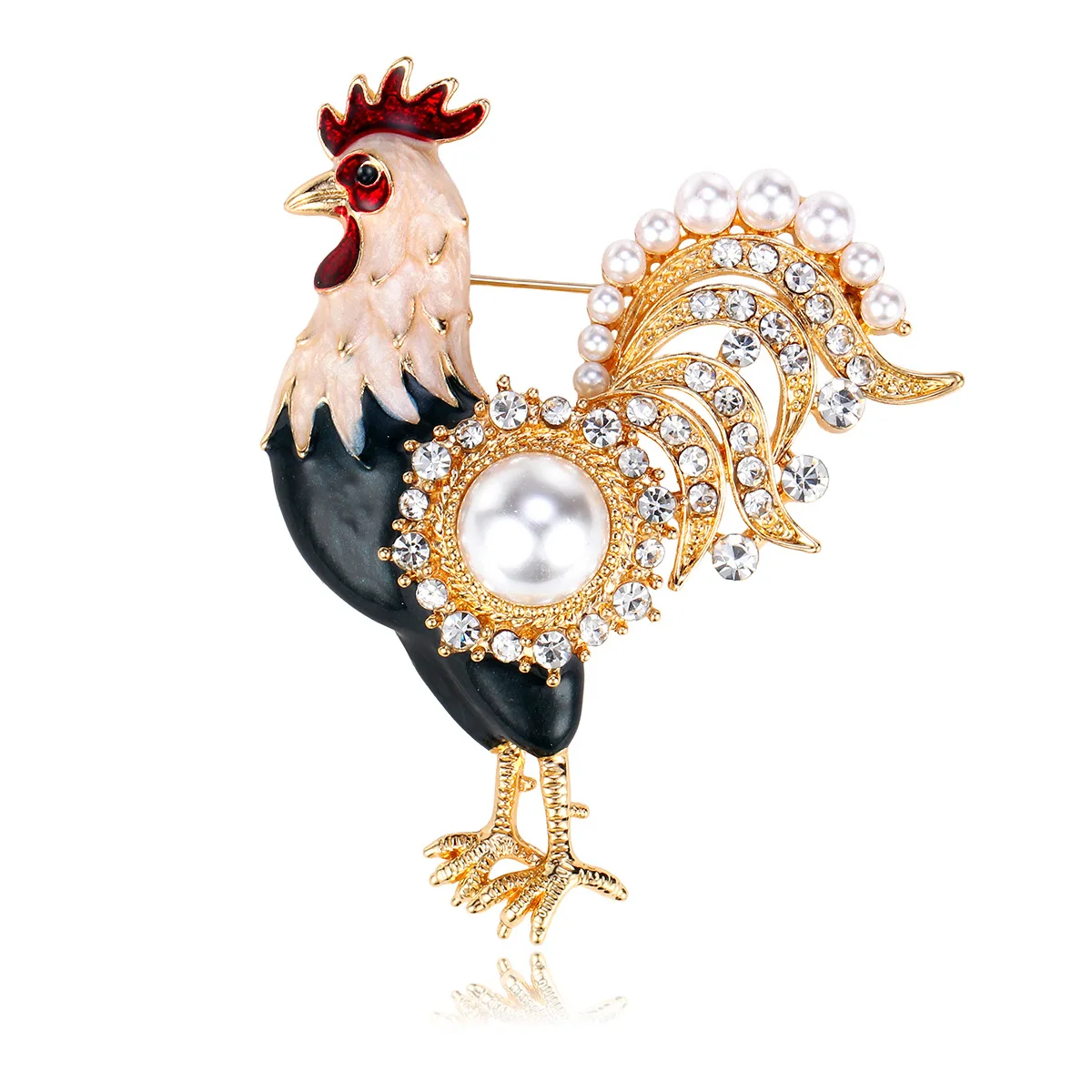 Brooch retro glazed zodiac big rooster brooch dual-purpose bird pin buckle design sense suit coat corsage