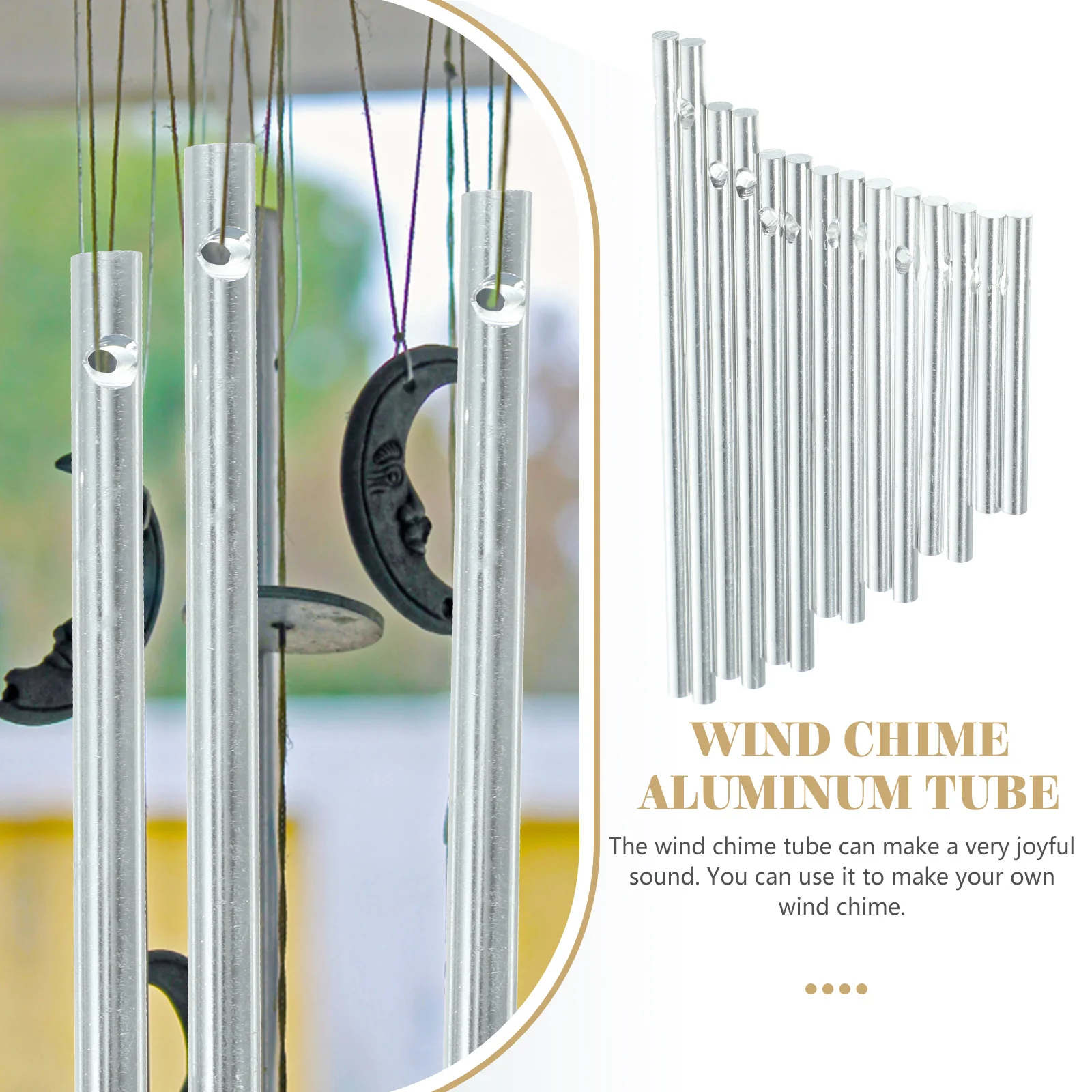 

2 Sets Wind Chime Tubes Metal Pipes Silver Pre Drilled Durable Craftsmanship Kids Toy Decor Accessories Travel Replacement DIY