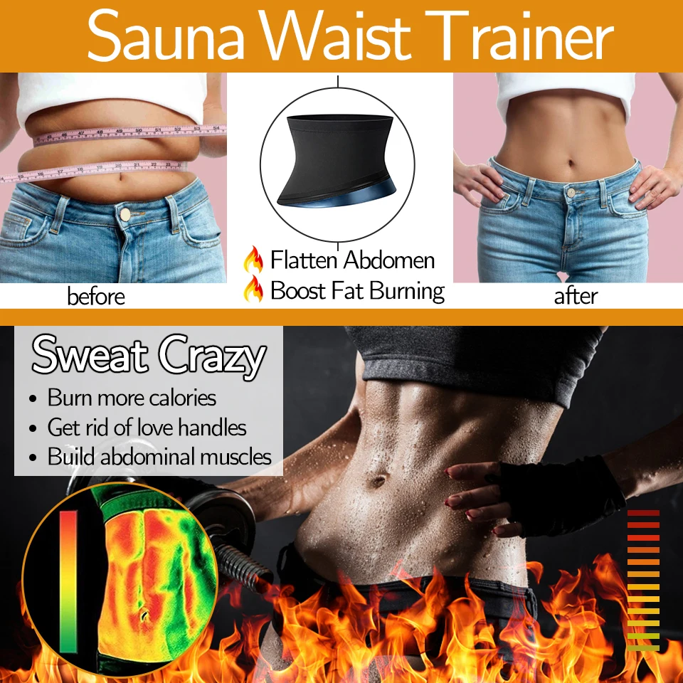 Hot Sauna Sweat Belt Belly Wrap Body Shapers Waist Trainer Slimming Workout Gym Fitness Belt Women Abdomen Fat Burning Cincher