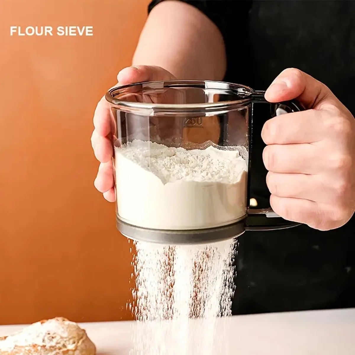 Handheld Semi-Automatic Flour Sieve, Household Plastic Flour Sieve, Baking aid Tool, Flour Filtration Sieve, Sugar Powder Sieve