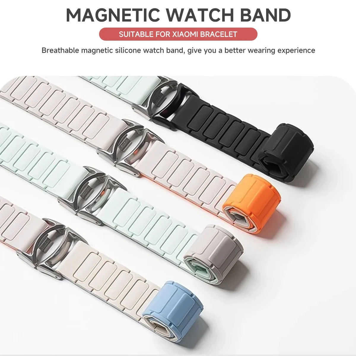 Magnetic Loop Wirstband for Mi Band 8 9 Strap Silicone Sport Watchband for Xiaomi Mi Band 8 NFC Correa Bracelet Metal Interface