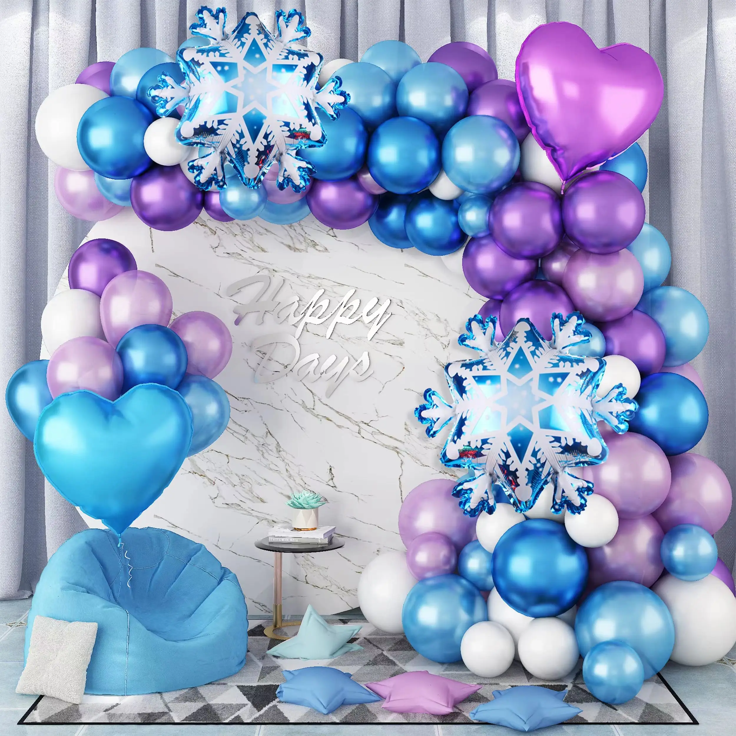 Flash Snowflake Elsa Frozen Arche Ballon Anniversaire Happy Birthday Snow Queen Balloons Party Decoration Kit Baby Shower Globos