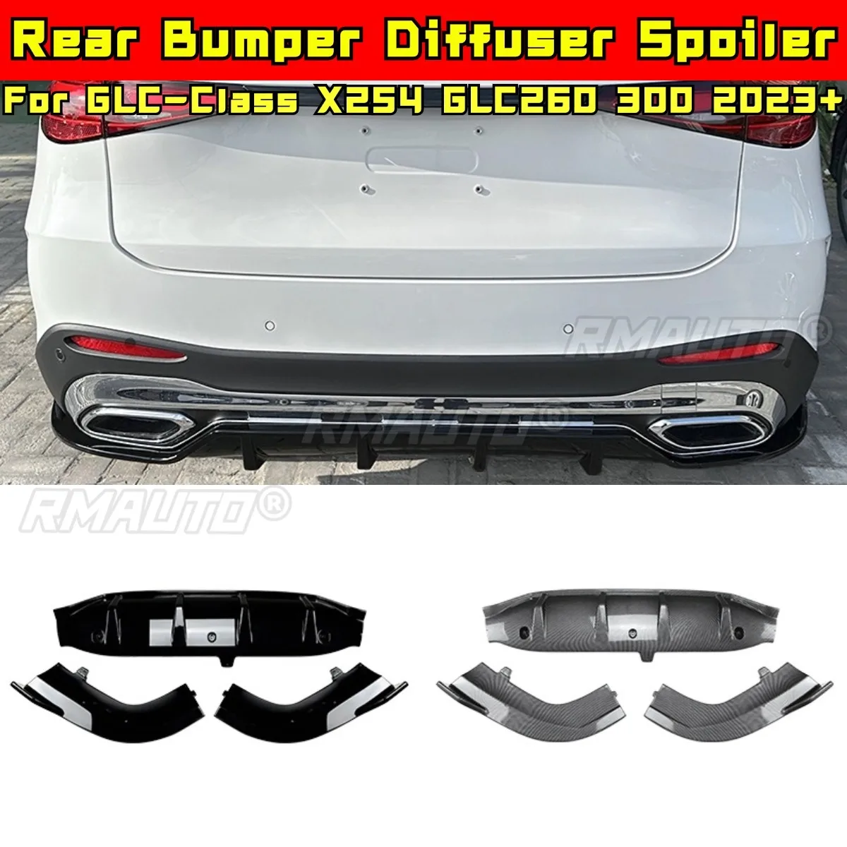 

For Mercedes Benz GLC-Class X254 GLC260 300 2023+ Body Kit Rear Bumper Spoiler Lip Diffuser Splitter Car Accessories