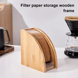 Wood Coffee Filter Paper Holder With Dustproof Cover Storage Rack For 101 102 Filter Paper For Cafe Coffee Paper Container Stand