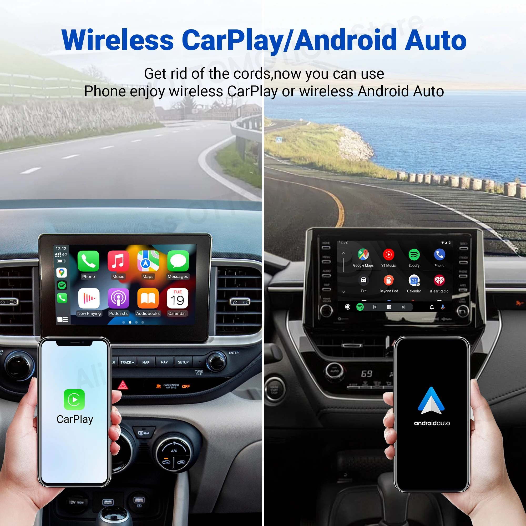 Androidカーラジオ,アダプターpro,2 in 1,ワイヤレス,カーアクセサリーベンツ,シボレー,フォード,ホンダ,トヨタ,VW,mg,新品用,2022