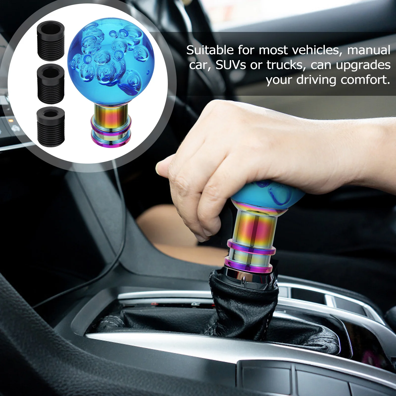 

1 set Car Gear Head Knob Acrylic Manual Shift Knob Crystal Bubble Design Smooth Durable Upgrade For Vehicles Suv Trucks