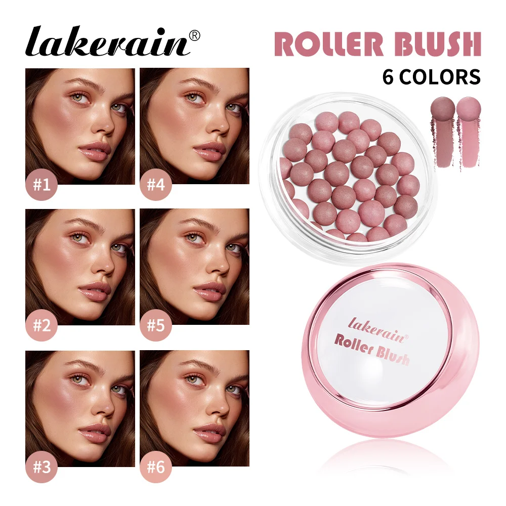 Lakerain Roller Blush Natural Makeup Spherical Appearance Design Long-lasting Holding Powdery Texture Pearlescent Effect Blush
