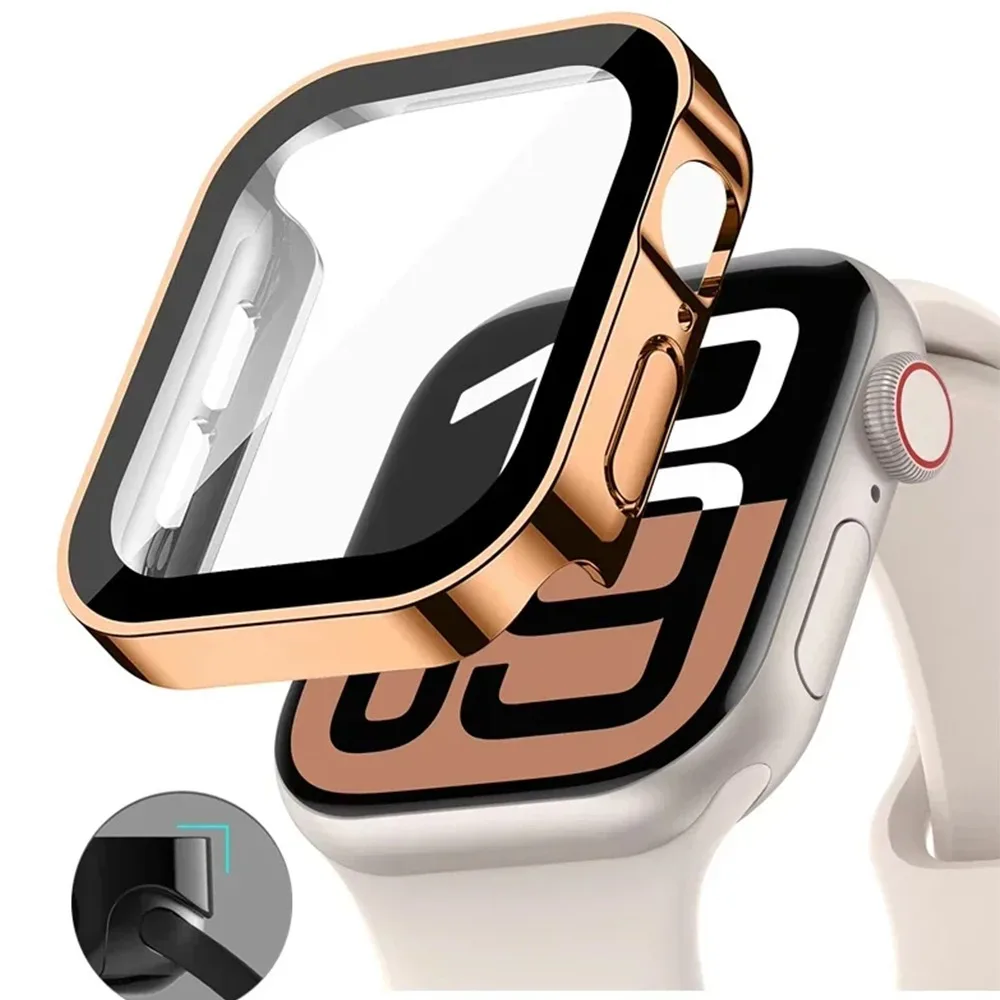 Ultra Thin PC Case With Built-in Glass For Apple Watch Series 11 10 9 8 7 6 5 SE Fits 40 41 42 44 45 46mm HD Clear Anti Scratch