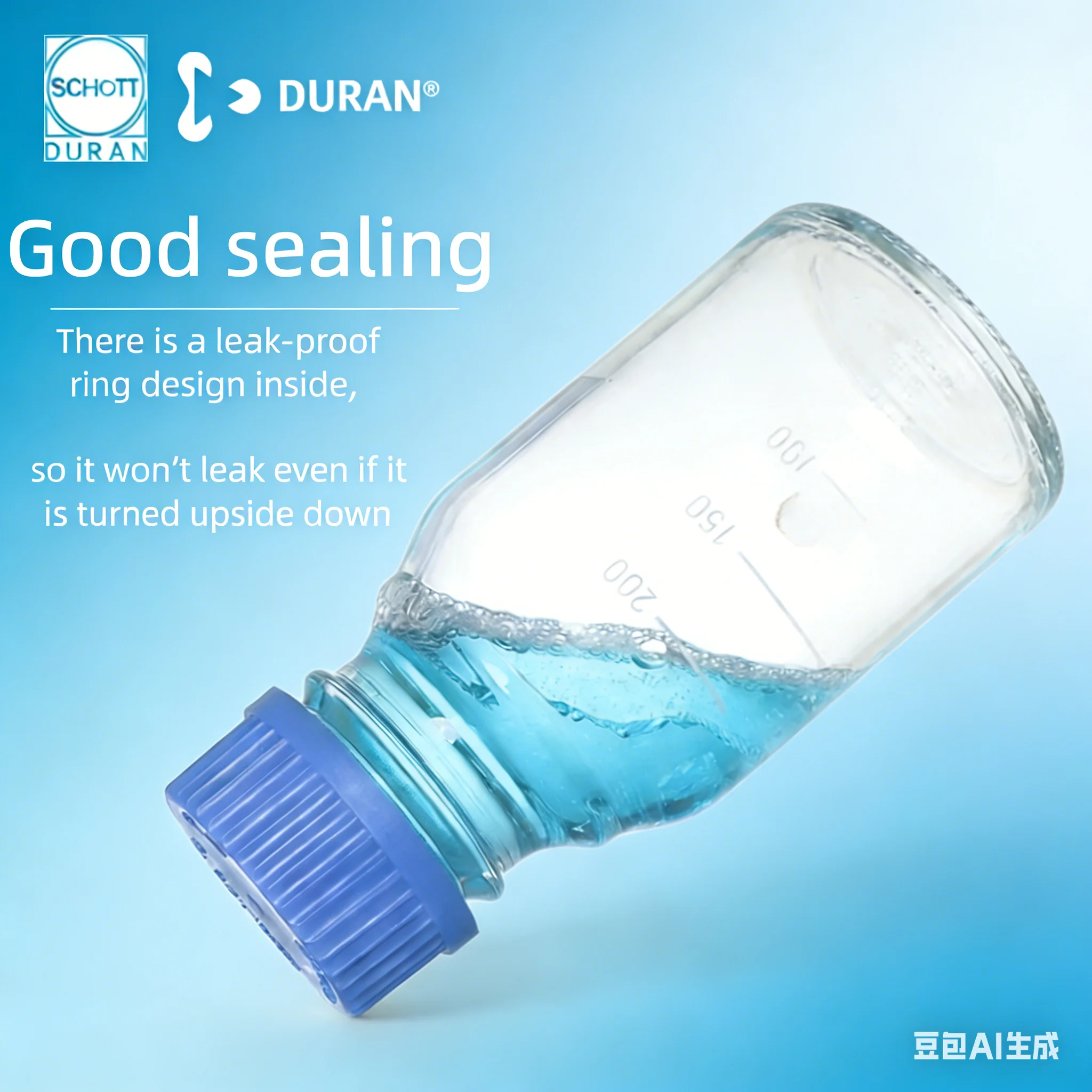 Duran Schott GL45 Blue Cap Reagent Bottle Laboratory Borosilicate Glass Screw Cap Graduated Storage Bottles Chemical Resistant