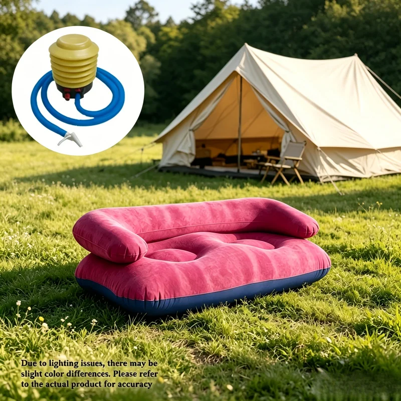 2 Person Inflatable Sofa Couch Portable Foldable with Armrest Flocked Outdoor Camping Home Leisure Inflatable Lounge Air Couch