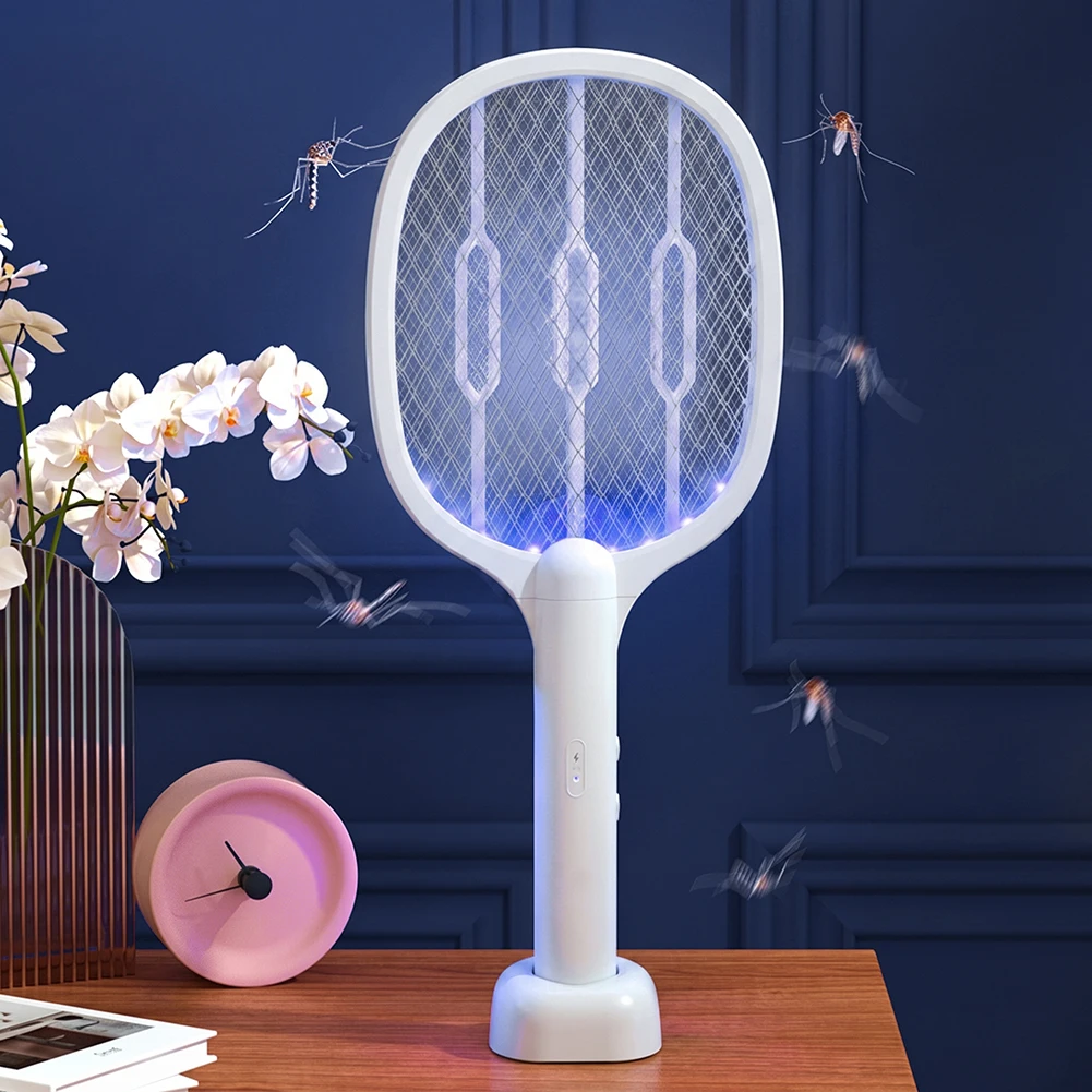 2 in 1 Electric Fly Swatter Rechargeable Mosquito Swatter Fly Killer and Mosquito Trap Lamp for Indoor and Outdoor Control