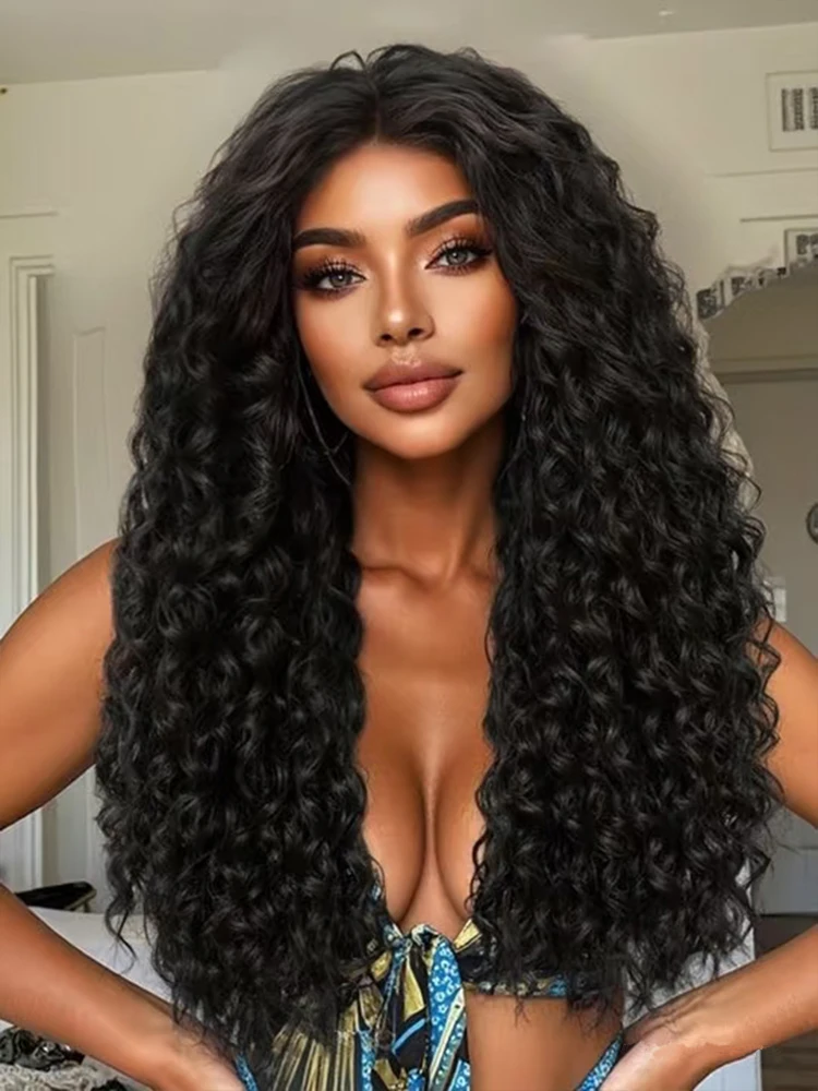 

40 Inch Deep Wave 13x6 Transparent HD Lace Front Wig Brazilian Human Hair 300% Density Curly 13x4 Lace Wigs For Black Women