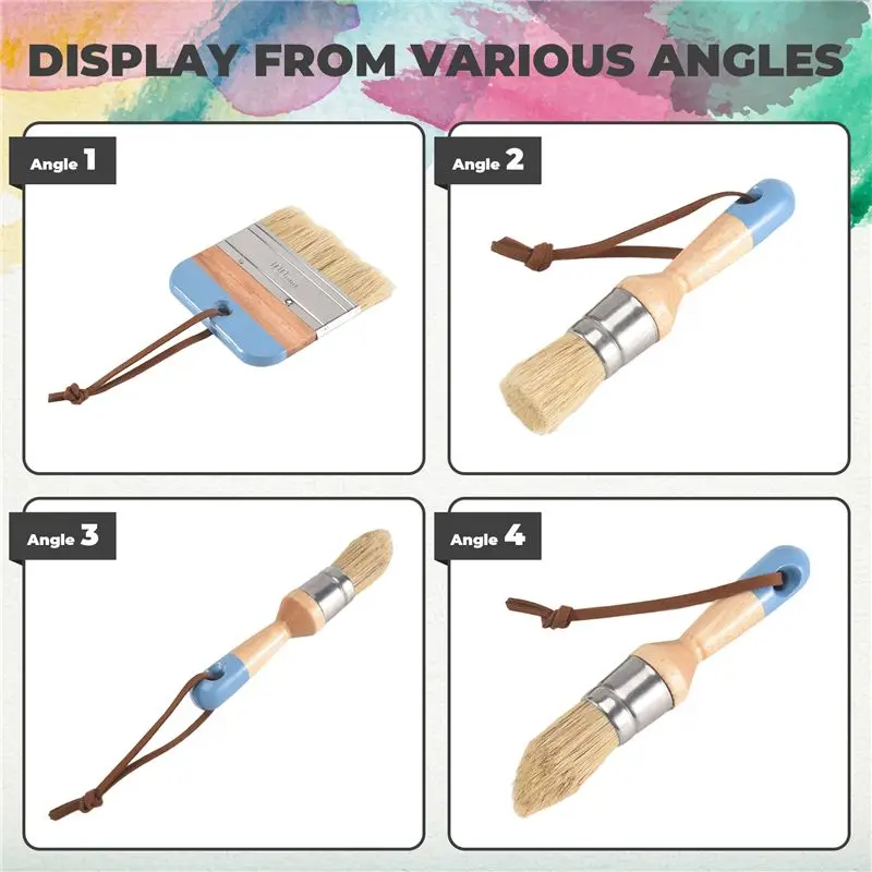 ABRI-Chalk And Wax Paint Brushes Oval Brush For Acrylic Painting Bristle Stencil Brushes For Wood Furniture Home Decor