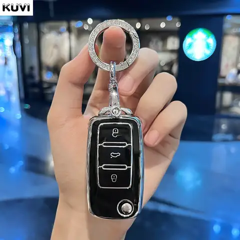 TPU Car Flip Key Case Cover Shell For Volkswagen VW Polo Golf Passat Tiguan Beetle Caddy T5 Up Eos Skoda Octavia Seat Leon Altea 6 best sales vw caddy 2021 - №5