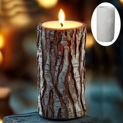 DIY Wood grain cylindrical candle silicone mold bark tree stump mould irregular geometric resin gypsum molds 2024 Christmas gift
