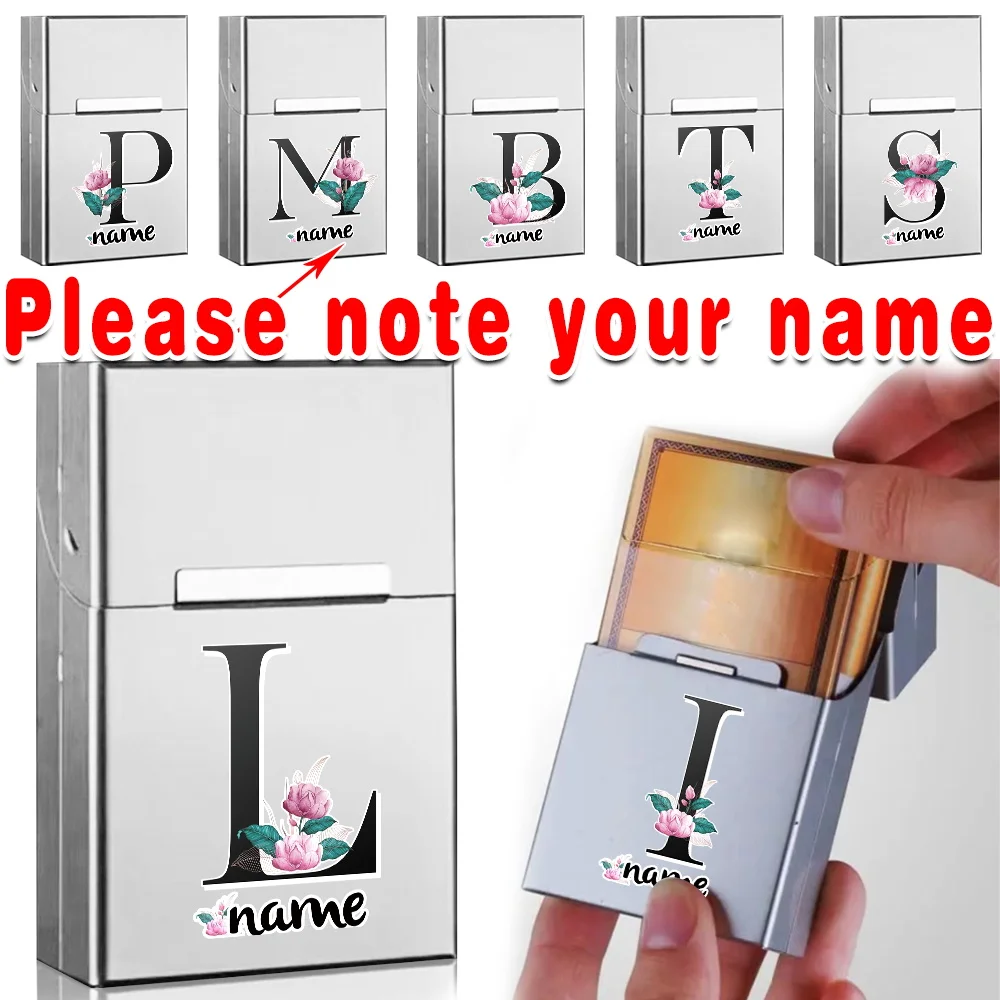 

Customized Name Portable Cigarette Box Metal Tobacco Organizer Holder Pocket Cigar Storage Case Pack Smoking Travel Accessories