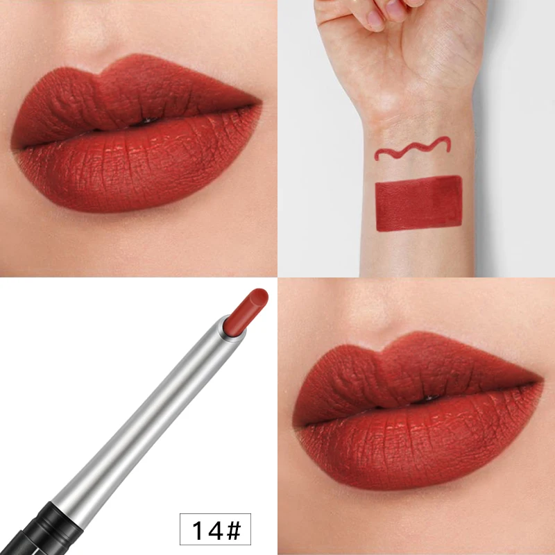 1/2 pz rossetto opaco impermeabile Lipliner labbra trucco matita matita labbra idratante alta resa cromatica 2-in-1 colore ricco