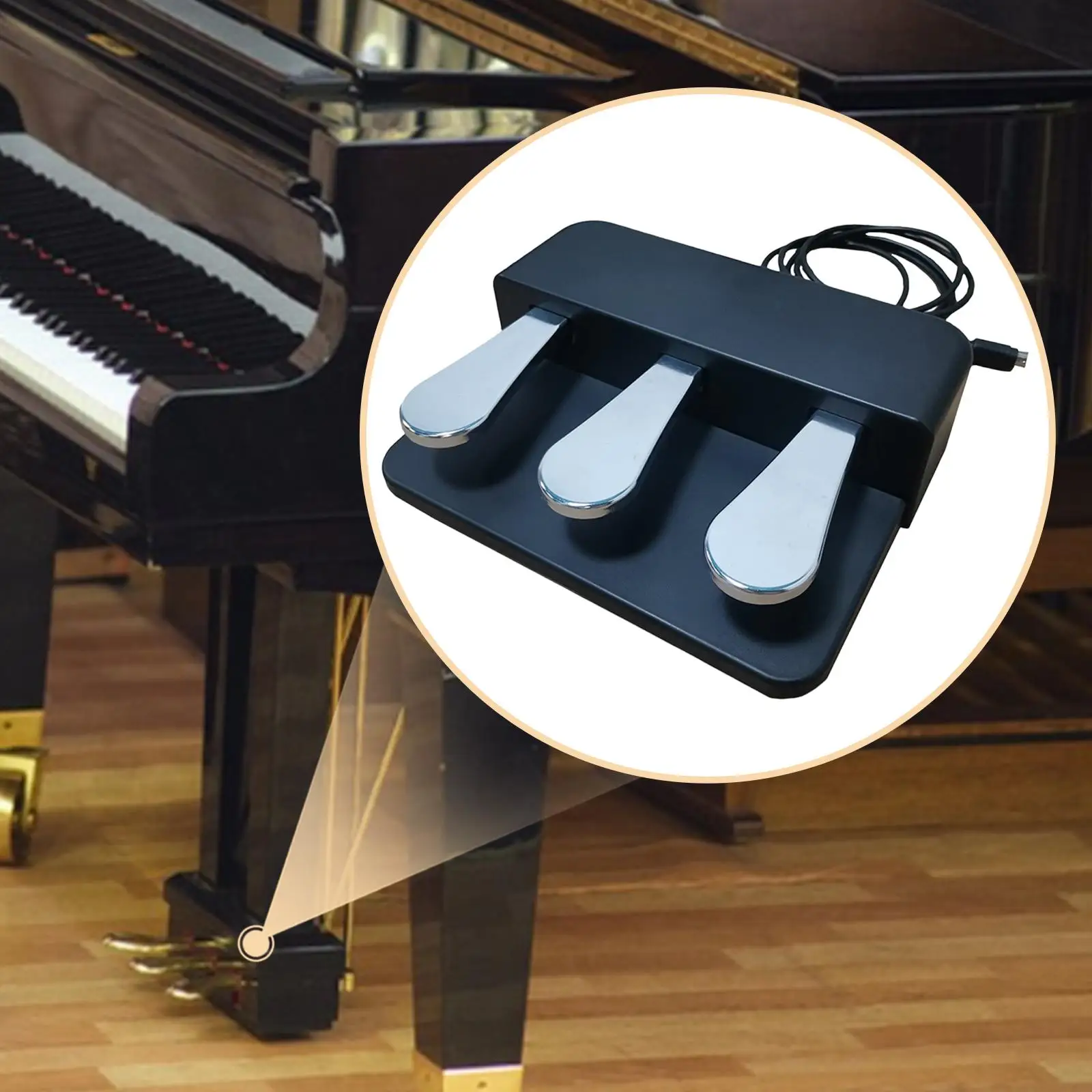 Digital Piano Pedal Board Triple Pedal Replacement for Electronic Keyboards and Midi Controllers Studio Essentials