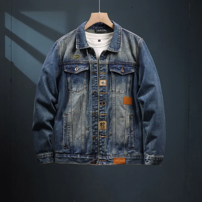 

2024 New Men's Denim Workwear Coat, American Style Vintage Jacket