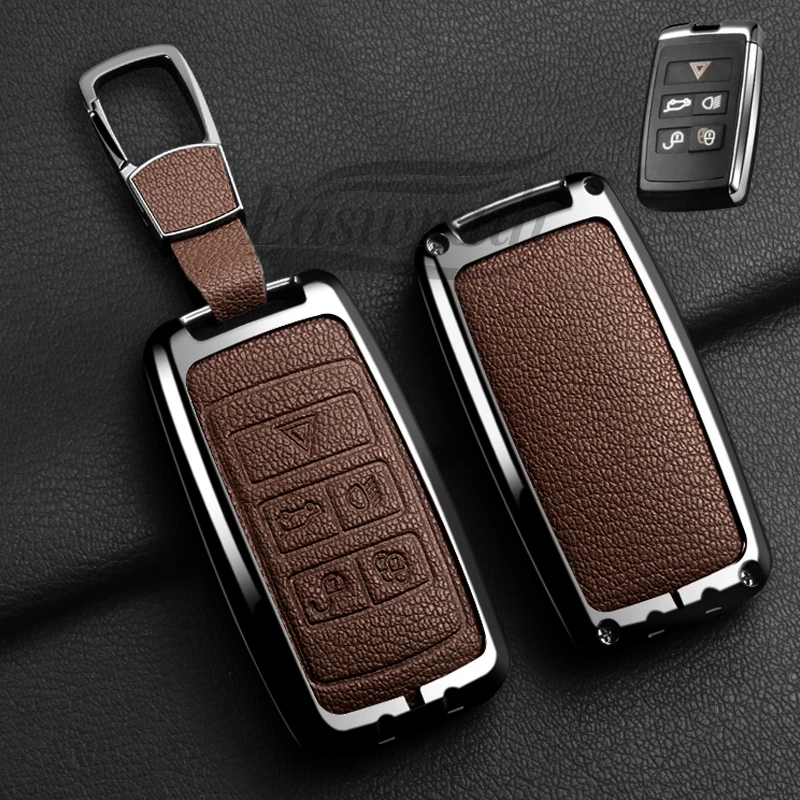 Car Zinc Leather Key Case Holder Cover Chain For Land Rover Range Rover Discovery 5 LR2 LR4 Sport For JAGUAR XE XF XJ F PACE