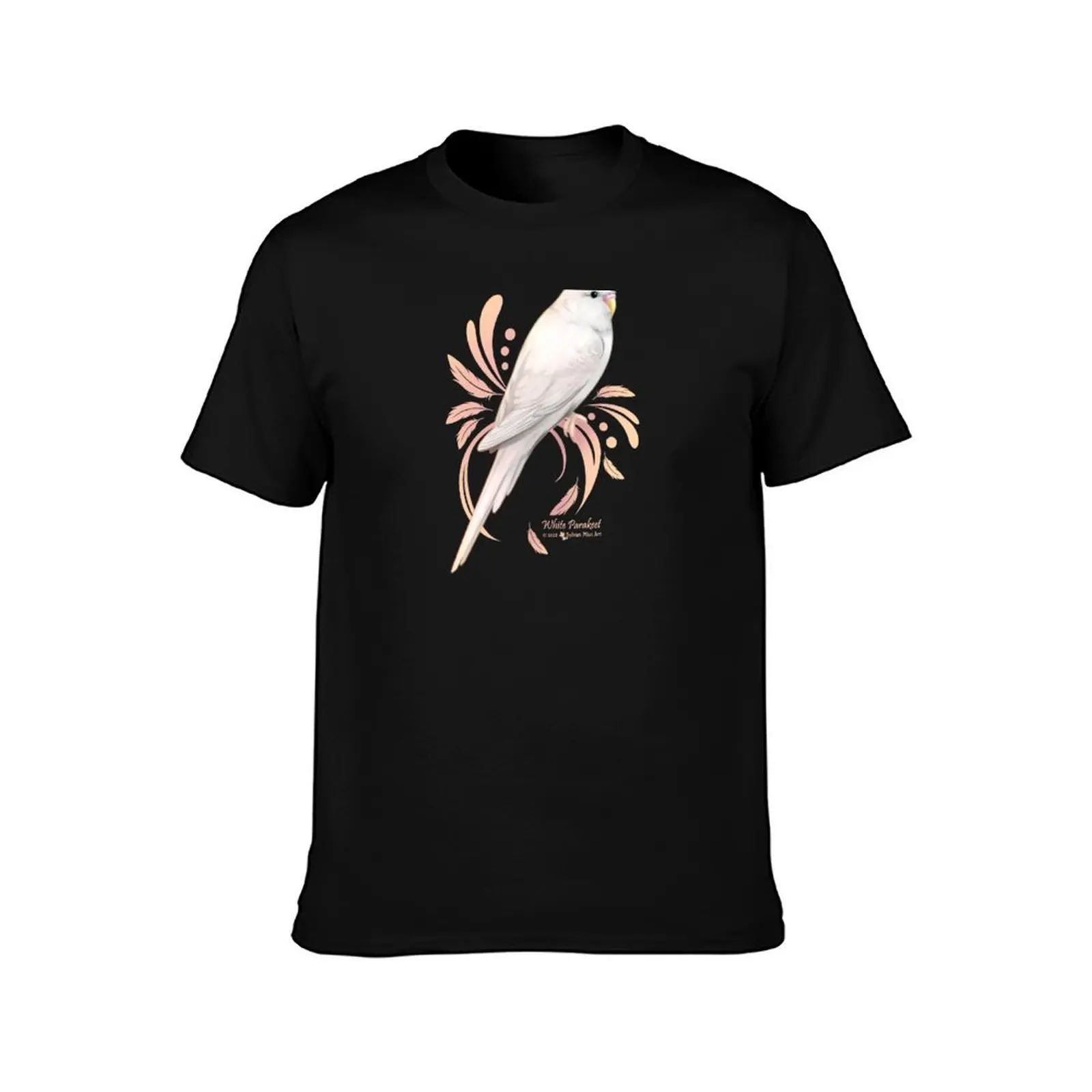 White Parakeet T-Shirt Summer Casual Cotton Tee Oversized Streetwear Tops Vintage Graphic Print Loose Fit Short Sleeve