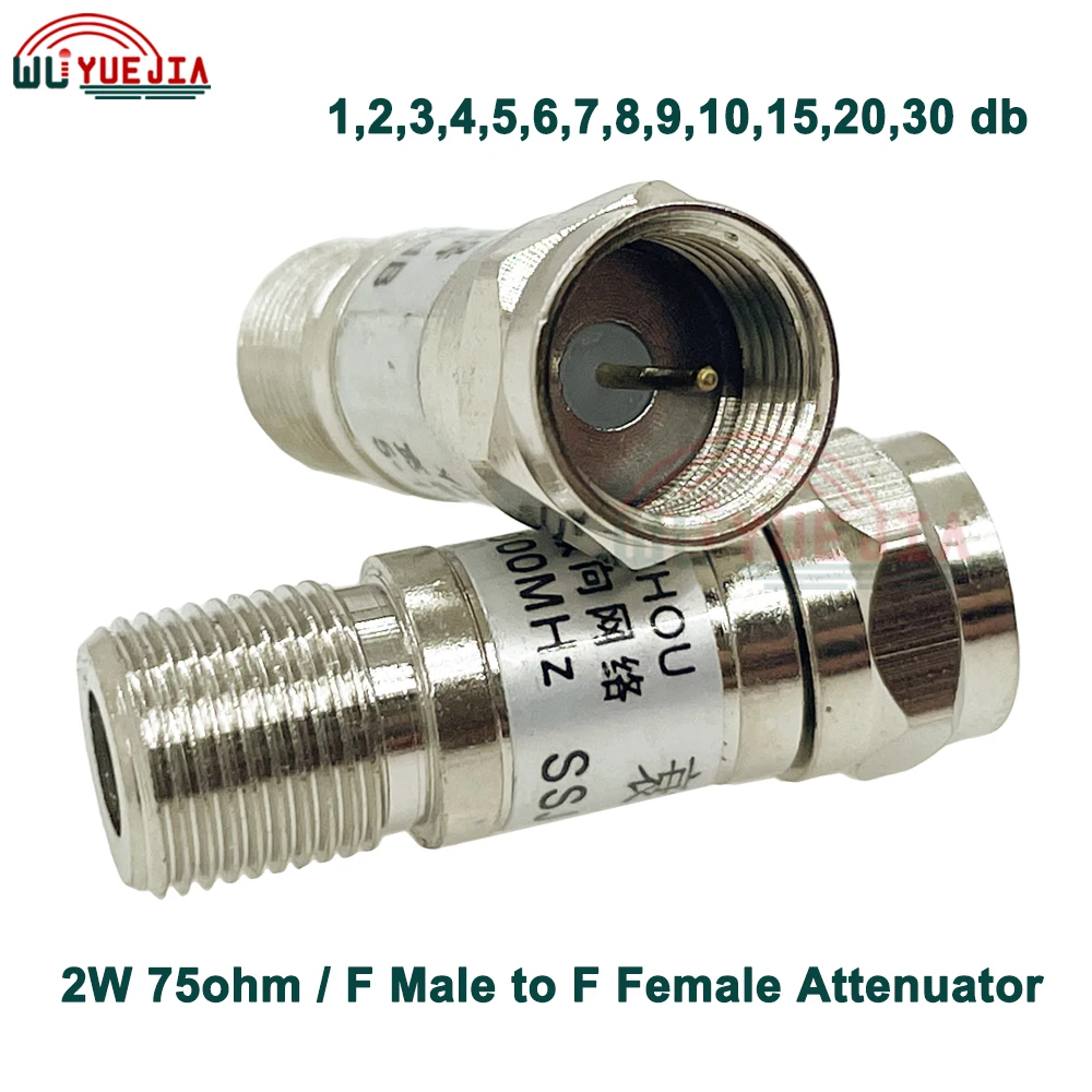 75 ohm DC-1.0GHz 2W F Male Plug to F Female Jack Connector TV Signal Attenuator RF Attenuator RF Accessory 1~30db Fast Shipping