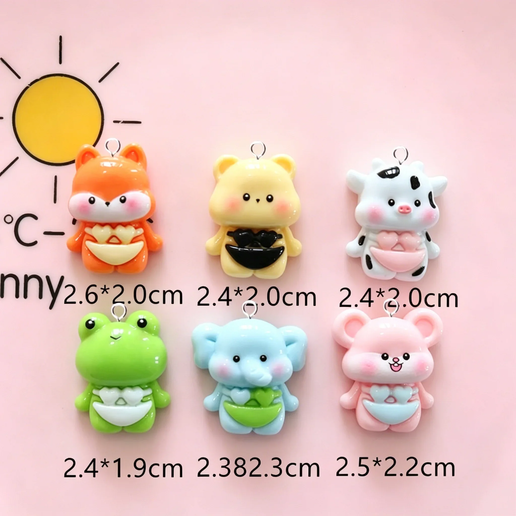 10Pcs Cute Cartoon Animal Resin Charms Mixed Bear Fox Cow Frog Pendants For DIY Earrings Handmade Jewelry Making view 3