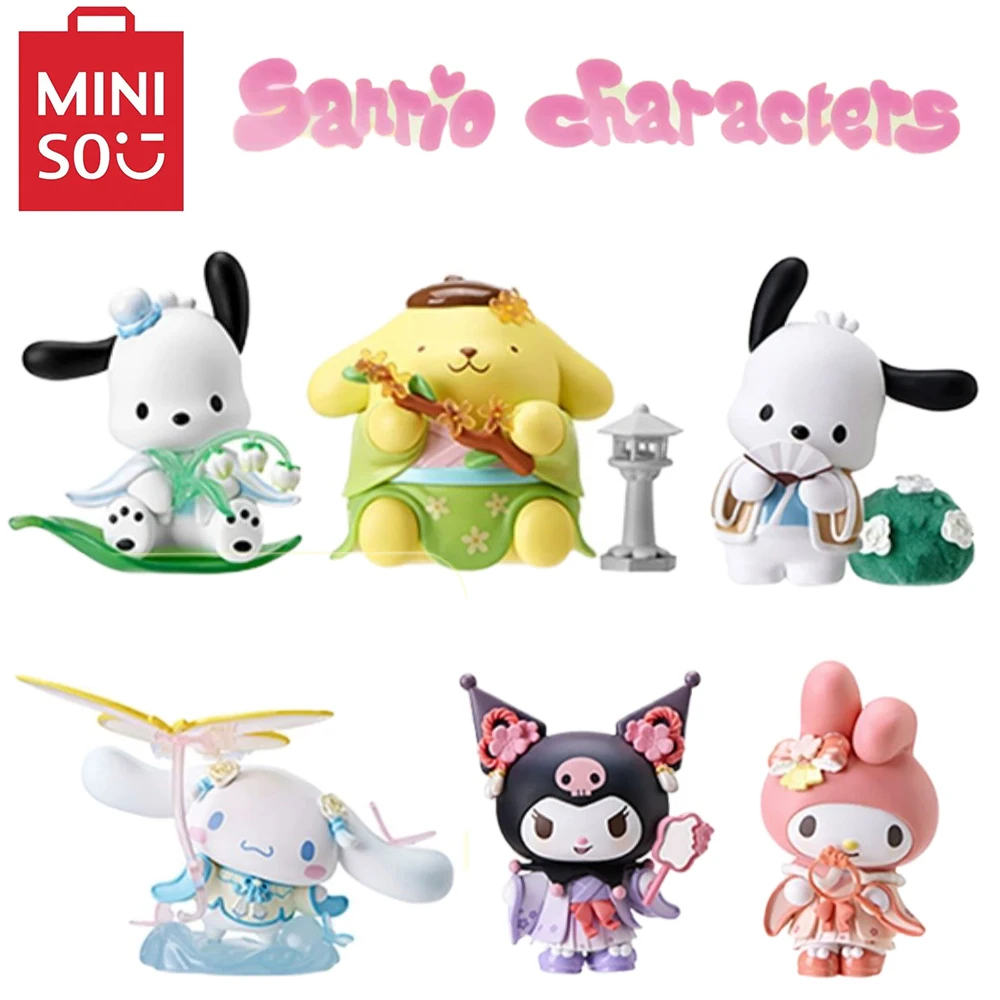 

Stocked riginal Miniso Kawaii Sanrio Pochacco Flower and Youth Series Table Decoration Cute Girls Students Gifts Model Toys