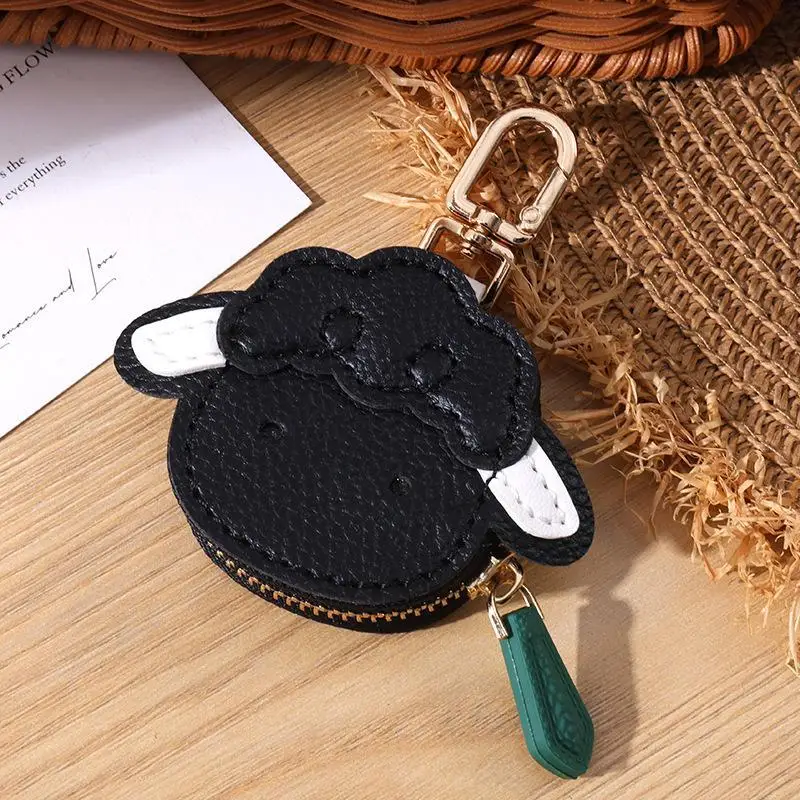Niedliche Schaf-förmige PU-Leder-Münzbörse mit glattem Reißverschluss, robustem Schlüsselanhänger, ideal für den täglichen Gebrauch, Taschendekoration, kleines Geschenk. – Detail 12