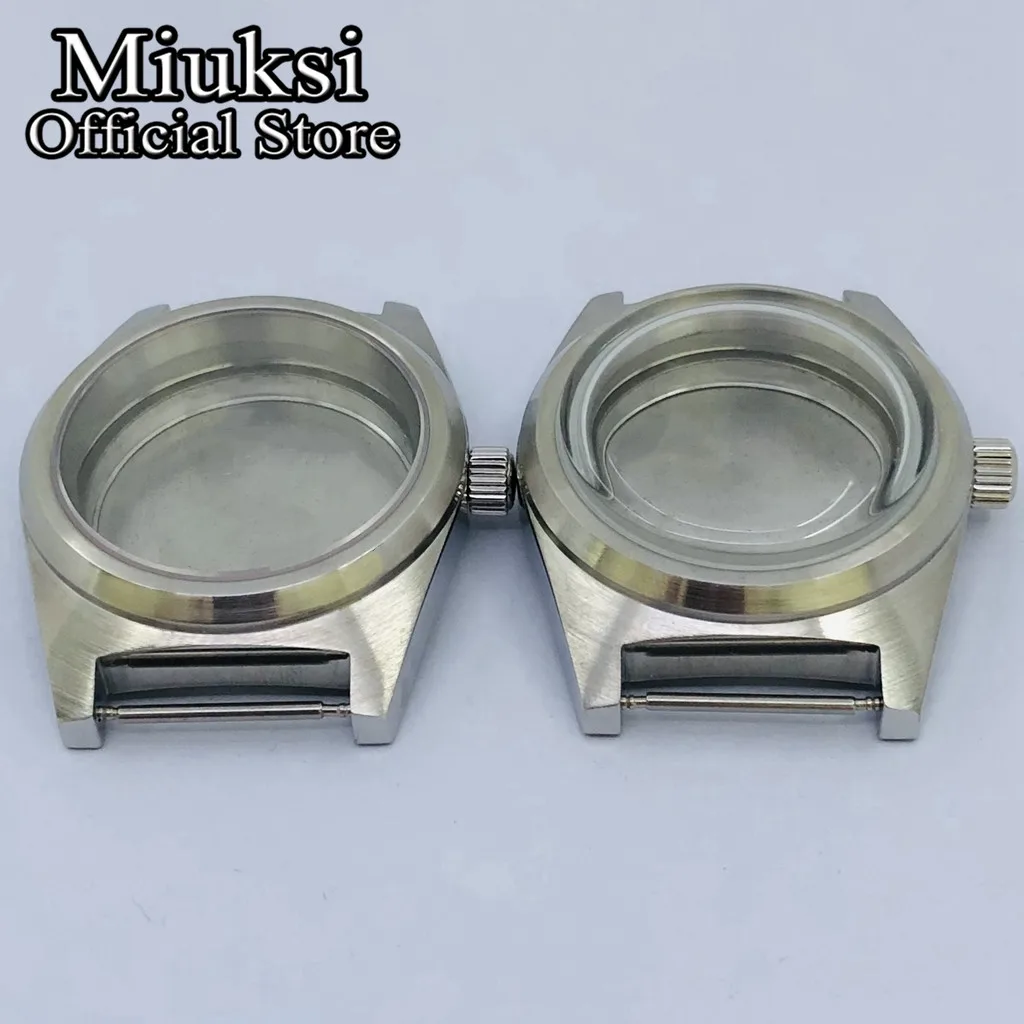 Miuksi 38mm vintage watch case sapphire glass dome coated glass fit NH35 NH36 ETA2824 PT5000 movement