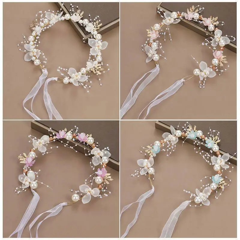 Head Wreath Kids Flower Crown For Hair Flowercrown Flowergirl Headpiece Wreaths For Girls Flower Tiaras Circlet
