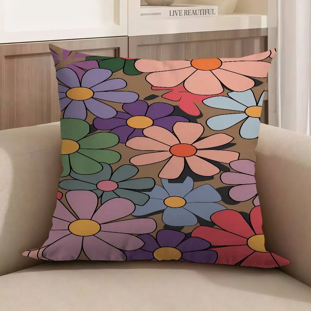 

Colorful Daisy Field Stitch Lucky Dragon Pillow Cover Sofa Cushion Cover Home Room Decoration Children Gift