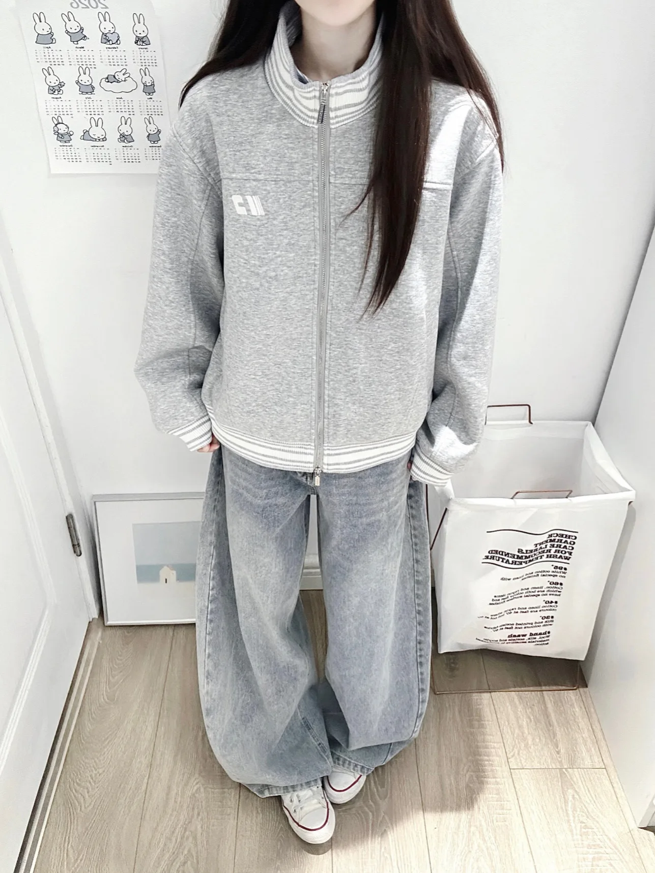 Retro American Embroidered Zipper Short Hoodie Women's Loose Couples Chinese Trendy Open Cardigan Jacket Spring Autumn