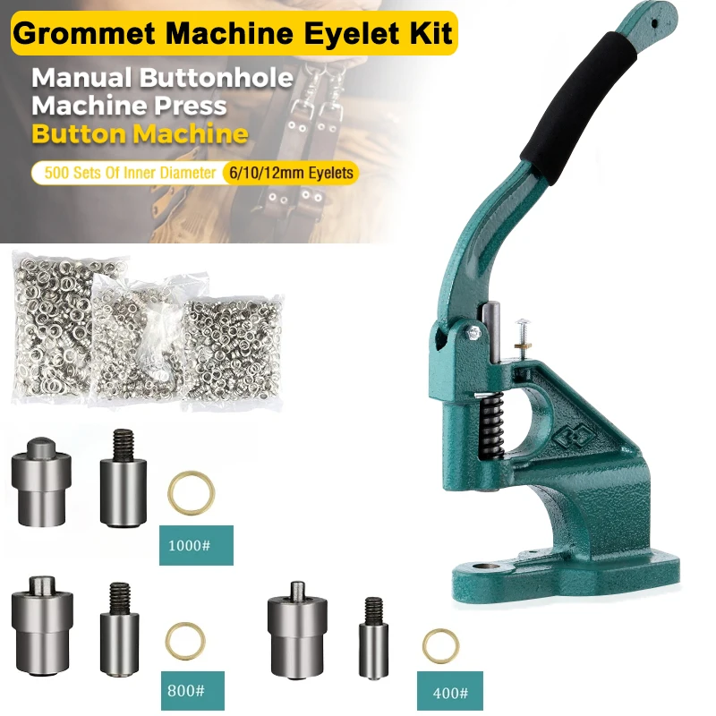 

Ручка для пробивания пуговиц + 1500 шт. Отверстия для пуговиц внутреннего диаметра 6/10/12 мм, люверсы, ручной пресс для пуговиц, форма для кнопок