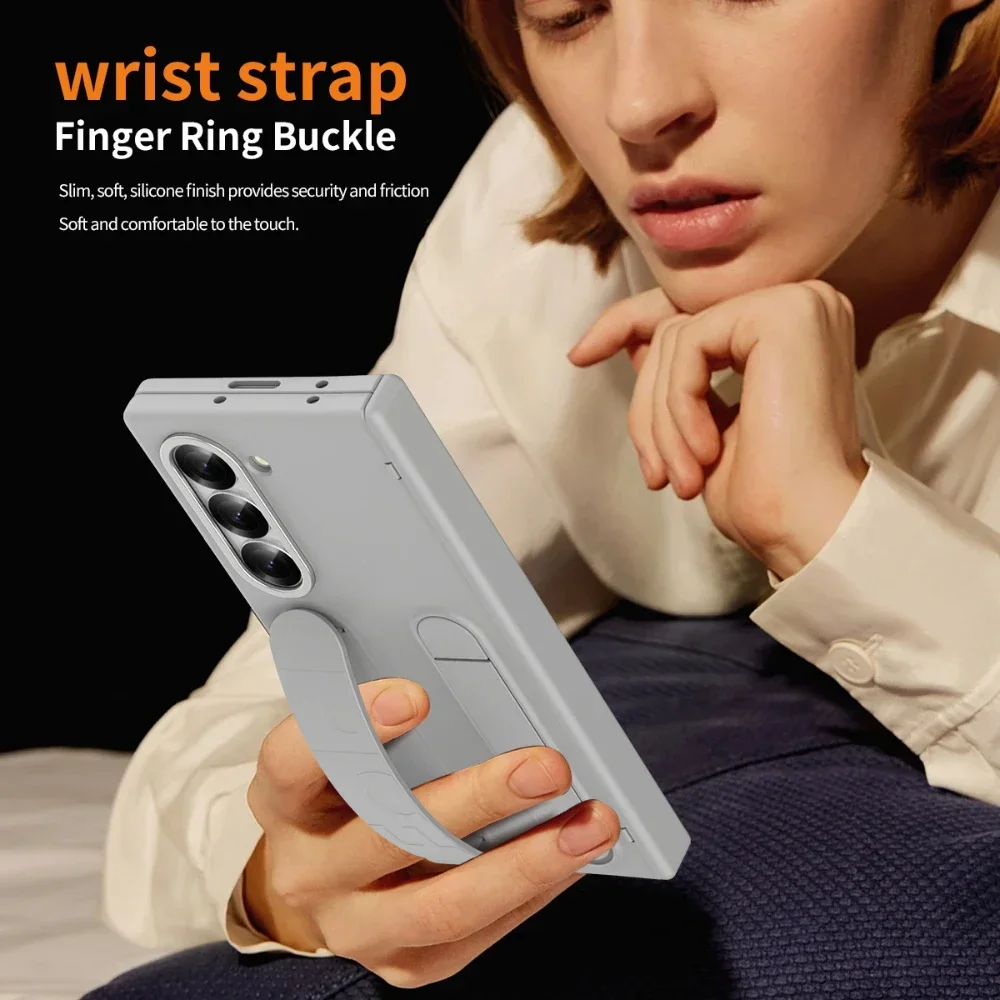 Cases For Samsung Galaxy Z Fold 6 5 4 3 Phone Case Folding Official Wristband Pen Slot Hinge Shell Film Z Fold6 Protective Cover